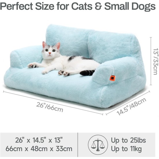 MEWOOFUN Large Cat Bed, Small Dog Sofa, Fluffy and Washable, Cat Sofa, Dog Bed for Cats, Soft Cat Bed, Cat Couch with Non-Slip Underside, White, 66 x 48 cm MEWOOFUN Large Cat Bed, Small Dog Sofa, Fluffy and Washable, Cat Sofa, Dog Bed for Cats, Soft Cat Bed, Cat Couch with Non-Slip Underside, White, 66 x 48 cm
