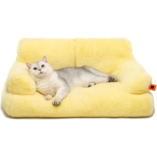 MEWOOFUN Large Cat Bed, Small Dog Sofa, Fluffy and Washable, Cat Sofa, Dog Bed for Cats, Soft Cat Bed, Cat Couch with Non-Slip Underside, White, 66 x 48 cm MEWOOFUN Large Cat Bed, Small Dog Sofa, Fluffy and Washable, Cat Sofa, Dog Bed for Cats, Soft Cat Bed, Cat Couch with Non-Slip Underside, White, 66 x 48 cm