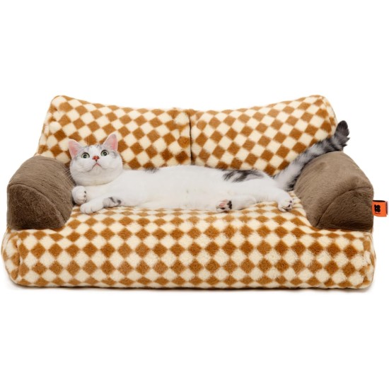MEWOOFUN Large Cat Bed, Small Dog Sofa, Fluffy and Washable, Cat Sofa, Dog Bed for Cats, Soft Cat Bed, Cat Couch with Non-Slip Underside, White, 66 x 48 cm MEWOOFUN Large Cat Bed, Small Dog Sofa, Fluffy and Washable, Cat Sofa, Dog Bed for Cats, Soft Cat Bed, Cat Couch with Non-Slip Underside, White, 66 x 48 cm