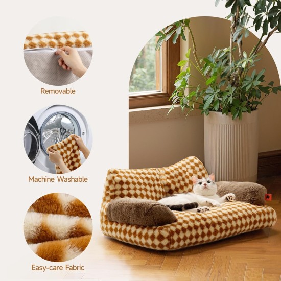 MEWOOFUN Large Cat Bed, Small Dog Sofa, Fluffy and Washable, Cat Sofa, Dog Bed for Cats, Soft Cat Bed, Cat Couch with Non-Slip Underside, White, 66 x 48 cm MEWOOFUN Large Cat Bed, Small Dog Sofa, Fluffy and Washable, Cat Sofa, Dog Bed for Cats, Soft Cat Bed, Cat Couch with Non-Slip Underside, White, 66 x 48 cm