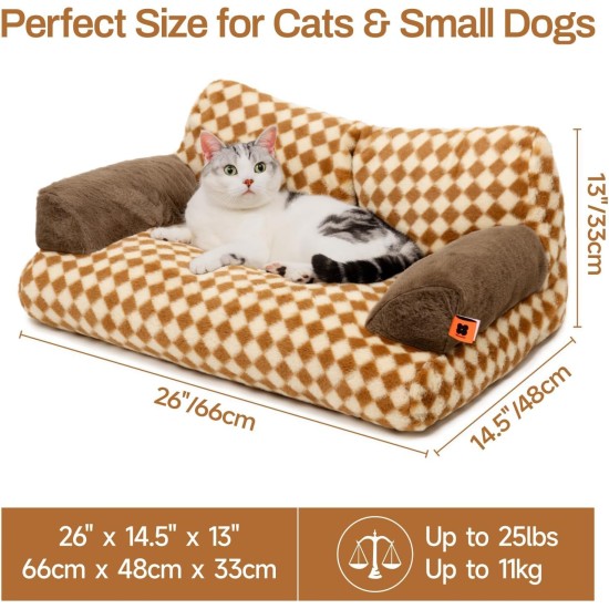 MEWOOFUN Large Cat Bed, Small Dog Sofa, Fluffy and Washable, Cat Sofa, Dog Bed for Cats, Soft Cat Bed, Cat Couch with Non-Slip Underside, White, 66 x 48 cm MEWOOFUN Large Cat Bed, Small Dog Sofa, Fluffy and Washable, Cat Sofa, Dog Bed for Cats, Soft Cat Bed, Cat Couch with Non-Slip Underside, White, 66 x 48 cm