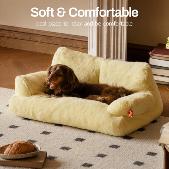 MEWOOFUN Large Cat Bed, Small Dog Sofa, Fluffy and Washable, Cat Sofa, Dog Bed for Cats, Soft Cat Bed, Cat Couch with Non-Slip Underside, White, 66 x 48 cm MEWOOFUN Large Cat Bed, Small Dog Sofa, Fluffy and Washable, Cat Sofa, Dog Bed for Cats, Soft Cat Bed, Cat Couch with Non-Slip Underside, White, 66 x 48 cm