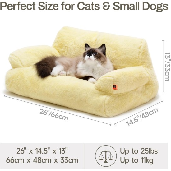 MEWOOFUN Large Cat Bed, Small Dog Sofa, Fluffy and Washable, Cat Sofa, Dog Bed for Cats, Soft Cat Bed, Cat Couch with Non-Slip Underside, White, 66 x 48 cm MEWOOFUN Large Cat Bed, Small Dog Sofa, Fluffy and Washable, Cat Sofa, Dog Bed for Cats, Soft Cat Bed, Cat Couch with Non-Slip Underside, White, 66 x 48 cm