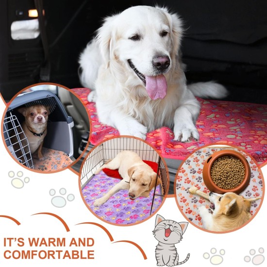Pack of 4 Pet Dog Blankets, Paw Pattern, Puppy Fleece Blanket for Small, Medium, Pets, Dogs, Cats, Warm Sleeping Mat, Doggy, Kittens, Soft Bed Mat (White, Coffee, Pink, Purple, S) Pack of 4 Pet Dog Blankets, Paw Pattern, Puppy Fleece Blanket for Small, Medium, Pets, Dogs, Cats, Warm Sleeping Mat, Doggy, Kittens, Soft Bed Mat (White, Coffee, Pink, Purple, S)