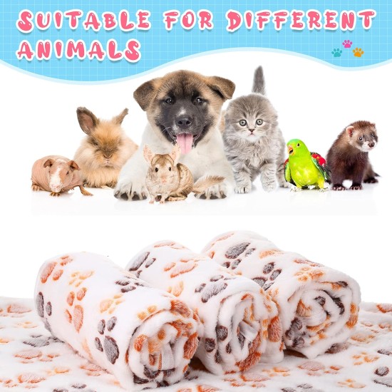 Pack of 4 Pet Dog Blankets, Paw Pattern, Puppy Fleece Blanket for Small, Medium, Pets, Dogs, Cats, Warm Sleeping Mat, Doggy, Kittens, Soft Bed Mat (White, Coffee, Pink, Purple, S) Pack of 4 Pet Dog Blankets, Paw Pattern, Puppy Fleece Blanket for Small, Medium, Pets, Dogs, Cats, Warm Sleeping Mat, Doggy, Kittens, Soft Bed Mat (White, Coffee, Pink, Purple, S)