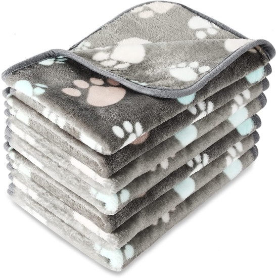 Pack of 4 Pet Dog Blankets, Paw Pattern, Puppy Fleece Blanket for Small, Medium, Pets, Dogs, Cats, Warm Sleeping Mat, Doggy, Kittens, Soft Bed Mat (White, Coffee, Pink, Purple, S) Pack of 4 Pet Dog Blankets, Paw Pattern, Puppy Fleece Blanket for Small, Medium, Pets, Dogs, Cats, Warm Sleeping Mat, Doggy, Kittens, Soft Bed Mat (White, Coffee, Pink, Purple, S)