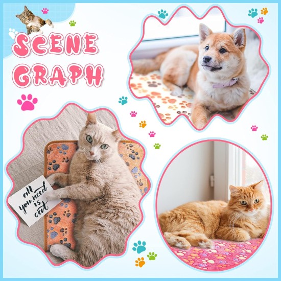 Pack of 4 Pet Dog Blankets, Paw Pattern, Puppy Fleece Blanket for Small, Medium, Pets, Dogs, Cats, Warm Sleeping Mat, Doggy, Kittens, Soft Bed Mat (White, Coffee, Pink, Purple, S) Pack of 4 Pet Dog Blankets, Paw Pattern, Puppy Fleece Blanket for Small, Medium, Pets, Dogs, Cats, Warm Sleeping Mat, Doggy, Kittens, Soft Bed Mat (White, Coffee, Pink, Purple, S)