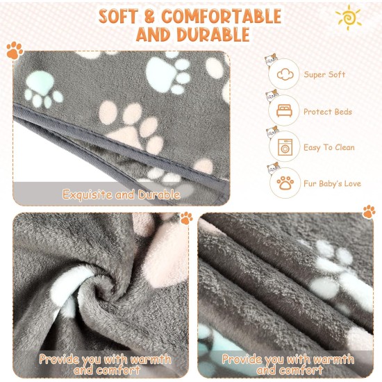 Pack of 4 Pet Dog Blankets, Paw Pattern, Puppy Fleece Blanket for Small, Medium, Pets, Dogs, Cats, Warm Sleeping Mat, Doggy, Kittens, Soft Bed Mat (White, Coffee, Pink, Purple, S) Pack of 4 Pet Dog Blankets, Paw Pattern, Puppy Fleece Blanket for Small, Medium, Pets, Dogs, Cats, Warm Sleeping Mat, Doggy, Kittens, Soft Bed Mat (White, Coffee, Pink, Purple, S)