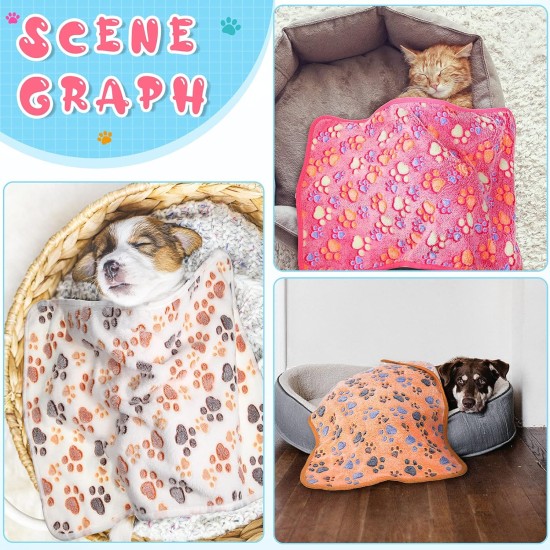 Pack of 4 Pet Dog Blankets, Paw Pattern, Puppy Fleece Blanket for Small, Medium, Pets, Dogs, Cats, Warm Sleeping Mat, Doggy, Kittens, Soft Bed Mat (White, Coffee, Pink, Purple, S) Pack of 4 Pet Dog Blankets, Paw Pattern, Puppy Fleece Blanket for Small, Medium, Pets, Dogs, Cats, Warm Sleeping Mat, Doggy, Kittens, Soft Bed Mat (White, Coffee, Pink, Purple, S)
