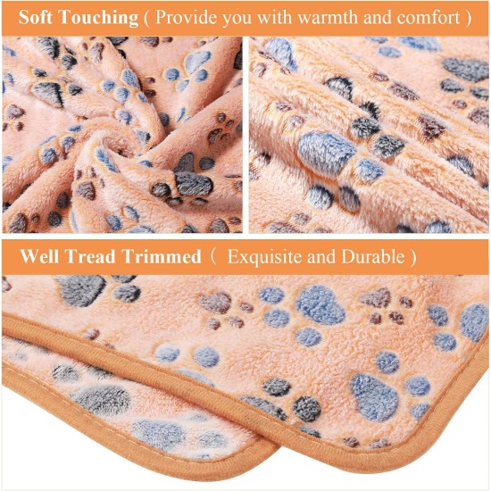 Pack of 4 Pet Dog Blankets, Paw Pattern, Puppy Fleece Blanket for Small, Medium, Pets, Dogs, Cats, Warm Sleeping Mat, Doggy, Kittens, Soft Bed Mat (White, Coffee, Pink, Purple, S) Pack of 4 Pet Dog Blankets, Paw Pattern, Puppy Fleece Blanket for Small, Medium, Pets, Dogs, Cats, Warm Sleeping Mat, Doggy, Kittens, Soft Bed Mat (White, Coffee, Pink, Purple, S)