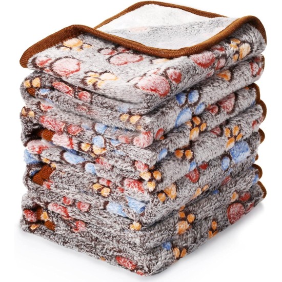 Pack of 4 Pet Dog Blankets, Paw Pattern, Puppy Fleece Blanket for Small, Medium, Pets, Dogs, Cats, Warm Sleeping Mat, Doggy, Kittens, Soft Bed Mat (White, Coffee, Pink, Purple, S) Pack of 4 Pet Dog Blankets, Paw Pattern, Puppy Fleece Blanket for Small, Medium, Pets, Dogs, Cats, Warm Sleeping Mat, Doggy, Kittens, Soft Bed Mat (White, Coffee, Pink, Purple, S)