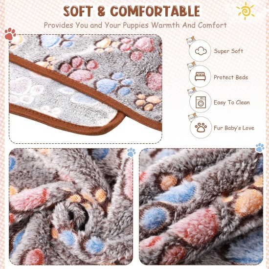 Pack of 4 Pet Dog Blankets, Paw Pattern, Puppy Fleece Blanket for Small, Medium, Pets, Dogs, Cats, Warm Sleeping Mat, Doggy, Kittens, Soft Bed Mat (White, Coffee, Pink, Purple, S) Pack of 4 Pet Dog Blankets, Paw Pattern, Puppy Fleece Blanket for Small, Medium, Pets, Dogs, Cats, Warm Sleeping Mat, Doggy, Kittens, Soft Bed Mat (White, Coffee, Pink, Purple, S)