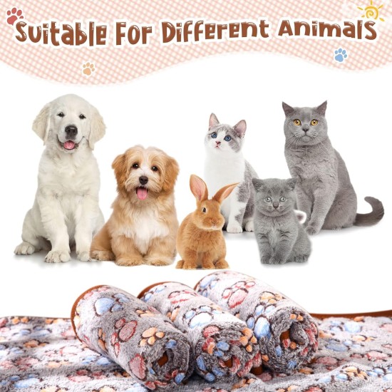 Pack of 4 Pet Dog Blankets, Paw Pattern, Puppy Fleece Blanket for Small, Medium, Pets, Dogs, Cats, Warm Sleeping Mat, Doggy, Kittens, Soft Bed Mat (White, Coffee, Pink, Purple, S) Pack of 4 Pet Dog Blankets, Paw Pattern, Puppy Fleece Blanket for Small, Medium, Pets, Dogs, Cats, Warm Sleeping Mat, Doggy, Kittens, Soft Bed Mat (White, Coffee, Pink, Purple, S)
