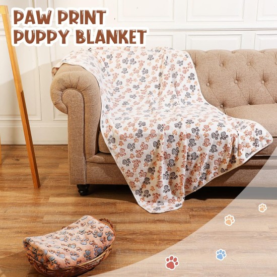 Pack of 4 Pet Dog Blankets, Paw Pattern, Puppy Fleece Blanket for Small, Medium, Pets, Dogs, Cats, Warm Sleeping Mat, Doggy, Kittens, Soft Bed Mat (White, Coffee, Pink, Purple, S) Pack of 4 Pet Dog Blankets, Paw Pattern, Puppy Fleece Blanket for Small, Medium, Pets, Dogs, Cats, Warm Sleeping Mat, Doggy, Kittens, Soft Bed Mat (White, Coffee, Pink, Purple, S)