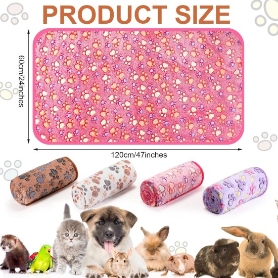 Pack of 4 Pet Dog Blankets, Paw Pattern, Puppy Fleece Blanket for Small, Medium, Pets, Dogs, Cats, Warm Sleeping Mat, Doggy, Kittens, Soft Bed Mat (White, Coffee, Pink, Purple, S) Pack of 4 Pet Dog Blankets, Paw Pattern, Puppy Fleece Blanket for Small, Medium, Pets, Dogs, Cats, Warm Sleeping Mat, Doggy, Kittens, Soft Bed Mat (White, Coffee, Pink, Purple, S)