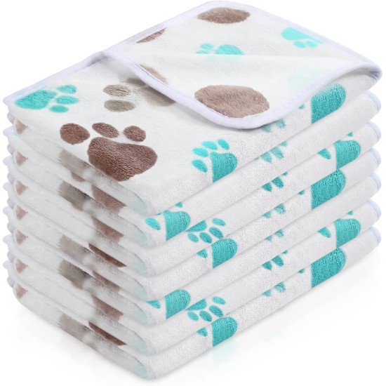 Pack of 4 Pet Dog Blankets, Paw Pattern, Puppy Fleece Blanket for Small, Medium, Pets, Dogs, Cats, Warm Sleeping Mat, Doggy, Kittens, Soft Bed Mat (White, Coffee, Pink, Purple, S) Pack of 4 Pet Dog Blankets, Paw Pattern, Puppy Fleece Blanket for Small, Medium, Pets, Dogs, Cats, Warm Sleeping Mat, Doggy, Kittens, Soft Bed Mat (White, Coffee, Pink, Purple, S)