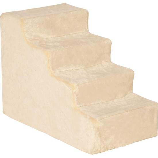 PawHut Dog Stairs, 4 Steps, 35 cm, Cat Stairs for Bed and Sofa, Pet Stairs for Dogs and Cats up to 5 kg, Plush Look, Beige PawHut Dog Stairs, 4 Steps, 35 cm, Cat Stairs for Bed and Sofa, Pet Stairs for Dogs and Cats up to 5 kg, Plush Look, Beige