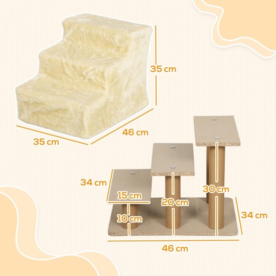 PawHut Dog Stairs, 4 Steps, 35 cm, Cat Stairs for Bed and Sofa, Pet Stairs for Dogs and Cats up to 5 kg, Plush Look, Beige PawHut Dog Stairs, 4 Steps, 35 cm, Cat Stairs for Bed and Sofa, Pet Stairs for Dogs and Cats up to 5 kg, Plush Look, Beige