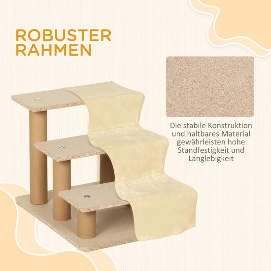PawHut Dog Stairs, 4 Steps, 35 cm, Cat Stairs for Bed and Sofa, Pet Stairs for Dogs and Cats up to 5 kg, Plush Look, Beige PawHut Dog Stairs, 4 Steps, 35 cm, Cat Stairs for Bed and Sofa, Pet Stairs for Dogs and Cats up to 5 kg, Plush Look, Beige
