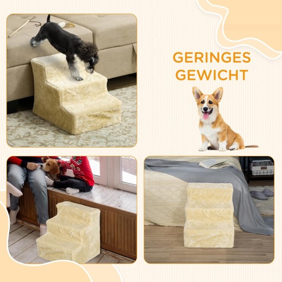 PawHut Dog Stairs, 4 Steps, 35 cm, Cat Stairs for Bed and Sofa, Pet Stairs for Dogs and Cats up to 5 kg, Plush Look, Beige PawHut Dog Stairs, 4 Steps, 35 cm, Cat Stairs for Bed and Sofa, Pet Stairs for Dogs and Cats up to 5 kg, Plush Look, Beige