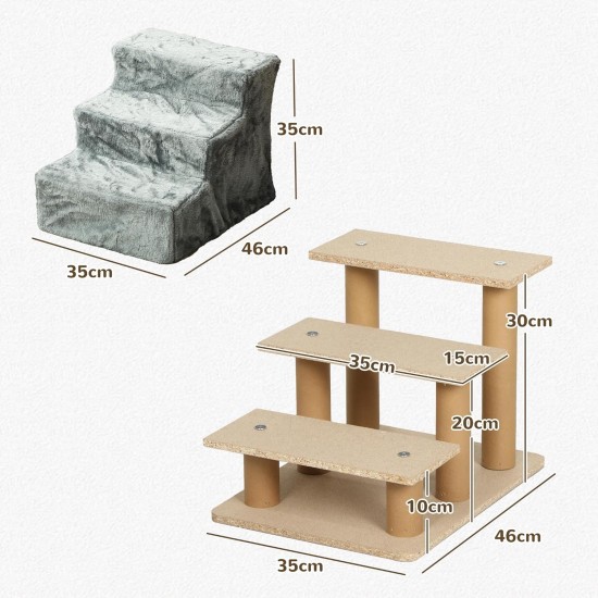 PawHut Dog Stairs, 4 Steps, 35 cm, Cat Stairs for Bed and Sofa, Pet Stairs for Dogs and Cats up to 5 kg, Plush Look, Beige PawHut Dog Stairs, 4 Steps, 35 cm, Cat Stairs for Bed and Sofa, Pet Stairs for Dogs and Cats up to 5 kg, Plush Look, Beige