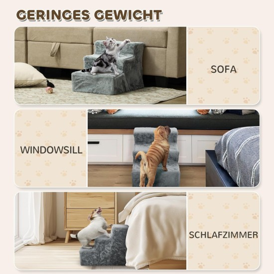 PawHut Dog Stairs, 4 Steps, 35 cm, Cat Stairs for Bed and Sofa, Pet Stairs for Dogs and Cats up to 5 kg, Plush Look, Beige PawHut Dog Stairs, 4 Steps, 35 cm, Cat Stairs for Bed and Sofa, Pet Stairs for Dogs and Cats up to 5 kg, Plush Look, Beige