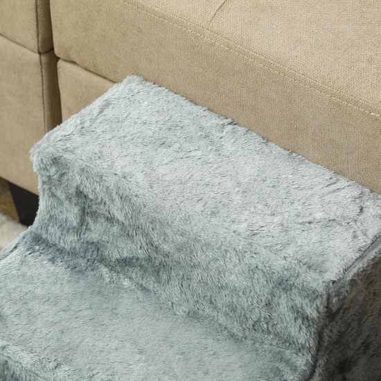 PawHut Dog Stairs, 4 Steps, 35 cm, Cat Stairs for Bed and Sofa, Pet Stairs for Dogs and Cats up to 5 kg, Plush Look, Beige PawHut Dog Stairs, 4 Steps, 35 cm, Cat Stairs for Bed and Sofa, Pet Stairs for Dogs and Cats up to 5 kg, Plush Look, Beige