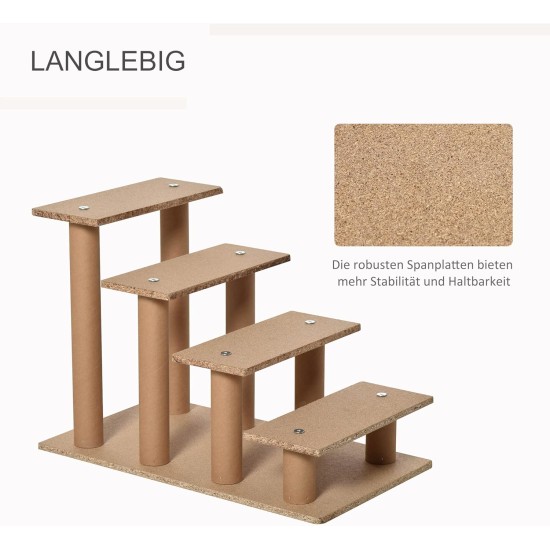 PawHut Dog Stairs, 4 Steps, 35 cm, Cat Stairs for Bed and Sofa, Pet Stairs for Dogs and Cats up to 5 kg, Plush Look, Beige PawHut Dog Stairs, 4 Steps, 35 cm, Cat Stairs for Bed and Sofa, Pet Stairs for Dogs and Cats up to 5 kg, Plush Look, Beige