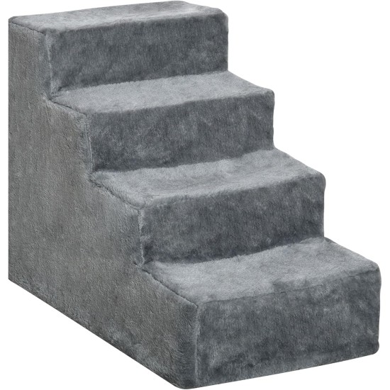 PawHut Dog Stairs, 4 Steps, 35 cm, Cat Stairs for Bed and Sofa, Pet Stairs for Dogs and Cats up to 5 kg, Plush Look, Beige PawHut Dog Stairs, 4 Steps, 35 cm, Cat Stairs for Bed and Sofa, Pet Stairs for Dogs and Cats up to 5 kg, Plush Look, Beige