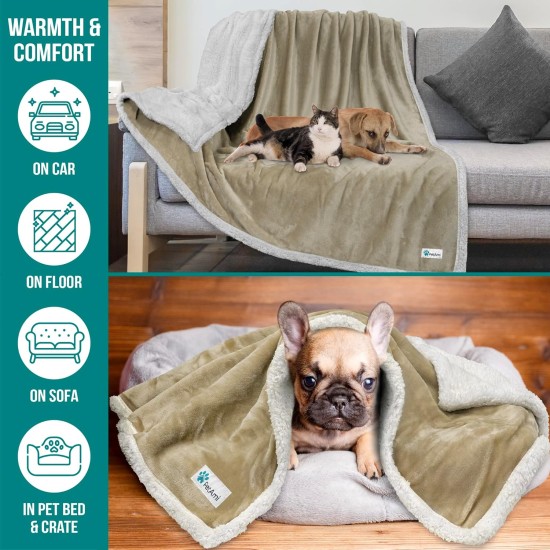 PetAmi Waterproof Dog Blanket for Bed, XL Dog Pet Blanket Couch Cover Protection, Sherpa Fleece Leak-Proof Duvet for Crate Kennel Sofa Furniture Protector, Reversible Soft Plush 80 x 60 cm, Grey PetAmi Waterproof Dog Blanket for Bed, XL Dog Pet Blanket Couch Cover Protection, Sherpa Fleece Leak-Proof Duvet for Crate Kennel Sofa Furniture Protector, Reversible Soft Plush 80 x 60 cm, Grey