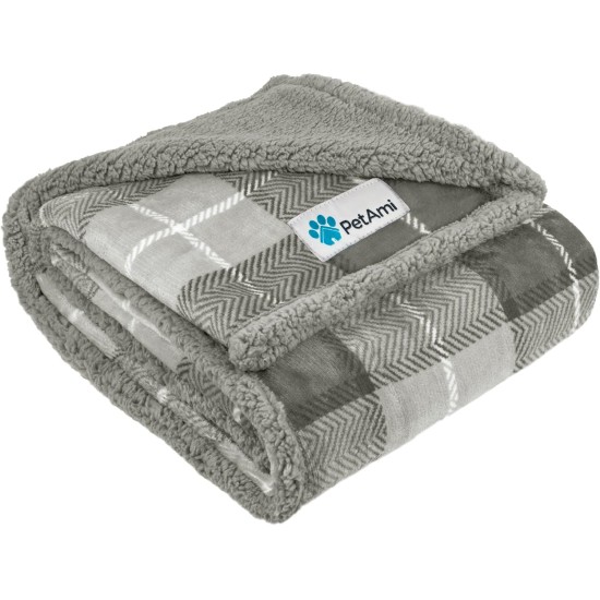 PetAmi Waterproof Dog Blanket for Bed, XL Dog Pet Blanket Couch Cover Protection, Sherpa Fleece Leak-Proof Duvet for Crate Kennel Sofa Furniture Protector, Reversible Soft Plush 80 x 60 cm, Grey PetAmi Waterproof Dog Blanket for Bed, XL Dog Pet Blanket Couch Cover Protection, Sherpa Fleece Leak-Proof Duvet for Crate Kennel Sofa Furniture Protector, Reversible Soft Plush 80 x 60 cm, Grey