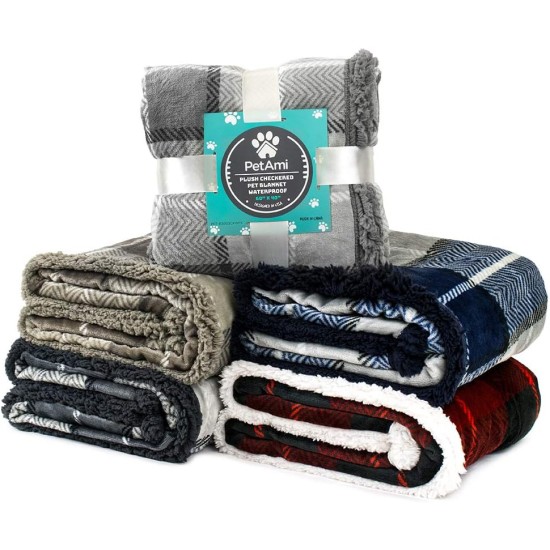 PetAmi Waterproof Dog Blanket for Bed, XL Dog Pet Blanket Couch Cover Protection, Sherpa Fleece Leak-Proof Duvet for Crate Kennel Sofa Furniture Protector, Reversible Soft Plush 80 x 60 cm, Grey PetAmi Waterproof Dog Blanket for Bed, XL Dog Pet Blanket Couch Cover Protection, Sherpa Fleece Leak-Proof Duvet for Crate Kennel Sofa Furniture Protector, Reversible Soft Plush 80 x 60 cm, Grey