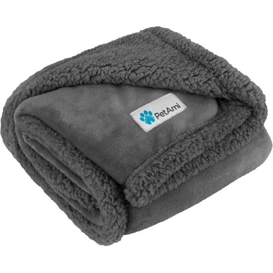PetAmi Waterproof Dog Blanket for Bed, XL Dog Pet Blanket Couch Cover Protection, Sherpa Fleece Leak-Proof Duvet for Crate Kennel Sofa Furniture Protector, Reversible Soft Plush 80 x 60 cm, Grey PetAmi Waterproof Dog Blanket for Bed, XL Dog Pet Blanket Couch Cover Protection, Sherpa Fleece Leak-Proof Duvet for Crate Kennel Sofa Furniture Protector, Reversible Soft Plush 80 x 60 cm, Grey