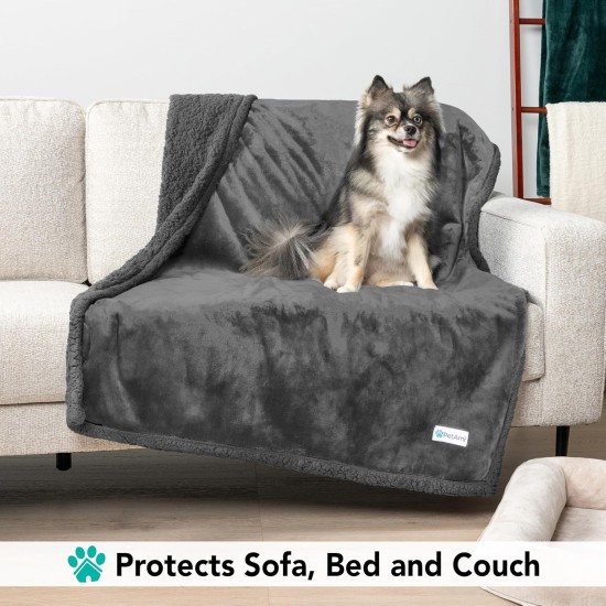 PetAmi Waterproof Dog Blanket for Bed, XL Dog Pet Blanket Couch Cover Protection, Sherpa Fleece Leak-Proof Duvet for Crate Kennel Sofa Furniture Protector, Reversible Soft Plush 80 x 60 cm, Grey PetAmi Waterproof Dog Blanket for Bed, XL Dog Pet Blanket Couch Cover Protection, Sherpa Fleece Leak-Proof Duvet for Crate Kennel Sofa Furniture Protector, Reversible Soft Plush 80 x 60 cm, Grey