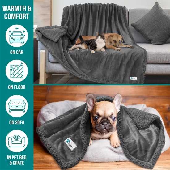 PetAmi Waterproof Dog Blanket for Bed, XL Dog Pet Blanket Couch Cover Protection, Sherpa Fleece Leak-Proof Duvet for Crate Kennel Sofa Furniture Protector, Reversible Soft Plush 80 x 60 cm, Grey PetAmi Waterproof Dog Blanket for Bed, XL Dog Pet Blanket Couch Cover Protection, Sherpa Fleece Leak-Proof Duvet for Crate Kennel Sofa Furniture Protector, Reversible Soft Plush 80 x 60 cm, Grey