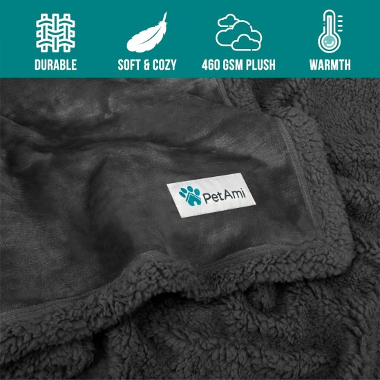 PetAmi Waterproof Dog Blanket for Bed, XL Dog Pet Blanket Couch Cover Protection, Sherpa Fleece Leak-Proof Duvet for Crate Kennel Sofa Furniture Protector, Reversible Soft Plush 80 x 60 cm, Grey PetAmi Waterproof Dog Blanket for Bed, XL Dog Pet Blanket Couch Cover Protection, Sherpa Fleece Leak-Proof Duvet for Crate Kennel Sofa Furniture Protector, Reversible Soft Plush 80 x 60 cm, Grey