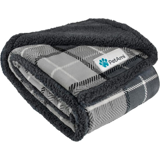 PetAmi Waterproof Dog Blanket for Bed, XL Dog Pet Blanket Couch Cover Protection, Sherpa Fleece Leak-Proof Duvet for Crate Kennel Sofa Furniture Protector, Reversible Soft Plush 80 x 60 cm, Grey PetAmi Waterproof Dog Blanket for Bed, XL Dog Pet Blanket Couch Cover Protection, Sherpa Fleece Leak-Proof Duvet for Crate Kennel Sofa Furniture Protector, Reversible Soft Plush 80 x 60 cm, Grey