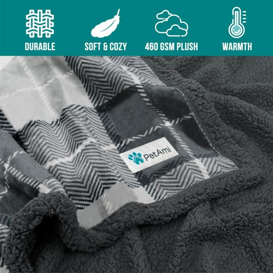 PetAmi Waterproof Dog Blanket for Bed, XL Dog Pet Blanket Couch Cover Protection, Sherpa Fleece Leak-Proof Duvet for Crate Kennel Sofa Furniture Protector, Reversible Soft Plush 80 x 60 cm, Grey PetAmi Waterproof Dog Blanket for Bed, XL Dog Pet Blanket Couch Cover Protection, Sherpa Fleece Leak-Proof Duvet for Crate Kennel Sofa Furniture Protector, Reversible Soft Plush 80 x 60 cm, Grey