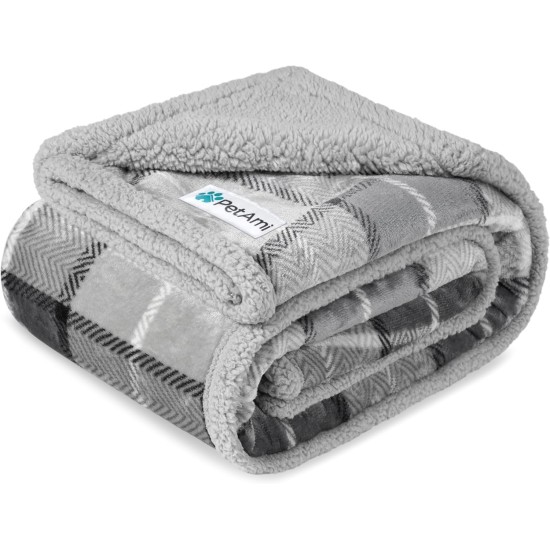 PetAmi Waterproof Dog Blanket for Bed, XL Dog Pet Blanket Couch Cover Protection, Sherpa Fleece Leak-Proof Duvet for Crate Kennel Sofa Furniture Protector, Reversible Soft Plush 80 x 60 cm, Grey PetAmi Waterproof Dog Blanket for Bed, XL Dog Pet Blanket Couch Cover Protection, Sherpa Fleece Leak-Proof Duvet for Crate Kennel Sofa Furniture Protector, Reversible Soft Plush 80 x 60 cm, Grey