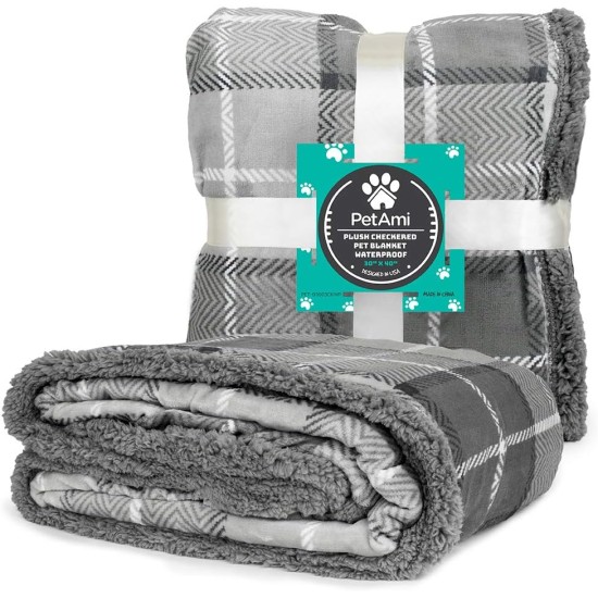 PetAmi Waterproof Dog Blanket for Bed, XL Dog Pet Blanket Couch Cover Protection, Sherpa Fleece Leak-Proof Duvet for Crate Kennel Sofa Furniture Protector, Reversible Soft Plush 80 x 60 cm, Grey PetAmi Waterproof Dog Blanket for Bed, XL Dog Pet Blanket Couch Cover Protection, Sherpa Fleece Leak-Proof Duvet for Crate Kennel Sofa Furniture Protector, Reversible Soft Plush 80 x 60 cm, Grey