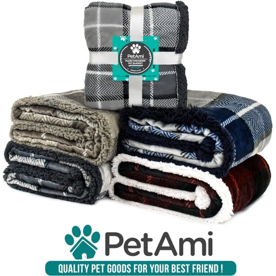 PetAmi Waterproof Dog Blanket for Bed, XL Dog Pet Blanket Couch Cover Protection, Sherpa Fleece Leak-Proof Duvet for Crate Kennel Sofa Furniture Protector, Reversible Soft Plush 80 x 60 cm, Grey PetAmi Waterproof Dog Blanket for Bed, XL Dog Pet Blanket Couch Cover Protection, Sherpa Fleece Leak-Proof Duvet for Crate Kennel Sofa Furniture Protector, Reversible Soft Plush 80 x 60 cm, Grey