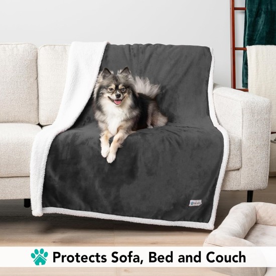 PetAmi Waterproof Dog Blanket for Bed, XL Dog Pet Blanket Couch Cover Protection, Sherpa Fleece Leak-Proof Duvet for Crate Kennel Sofa Furniture Protector, Reversible Soft Plush 80 x 60 cm, Grey PetAmi Waterproof Dog Blanket for Bed, XL Dog Pet Blanket Couch Cover Protection, Sherpa Fleece Leak-Proof Duvet for Crate Kennel Sofa Furniture Protector, Reversible Soft Plush 80 x 60 cm, Grey