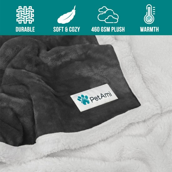 PetAmi Waterproof Dog Blanket for Bed, XL Dog Pet Blanket Couch Cover Protection, Sherpa Fleece Leak-Proof Duvet for Crate Kennel Sofa Furniture Protector, Reversible Soft Plush 80 x 60 cm, Grey PetAmi Waterproof Dog Blanket for Bed, XL Dog Pet Blanket Couch Cover Protection, Sherpa Fleece Leak-Proof Duvet for Crate Kennel Sofa Furniture Protector, Reversible Soft Plush 80 x 60 cm, Grey