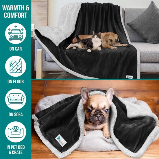 PetAmi Waterproof Dog Blanket for Bed, XL Dog Pet Blanket Couch Cover Protection, Sherpa Fleece Leak-Proof Duvet for Crate Kennel Sofa Furniture Protector, Reversible Soft Plush 80 x 60 cm, Grey PetAmi Waterproof Dog Blanket for Bed, XL Dog Pet Blanket Couch Cover Protection, Sherpa Fleece Leak-Proof Duvet for Crate Kennel Sofa Furniture Protector, Reversible Soft Plush 80 x 60 cm, Grey