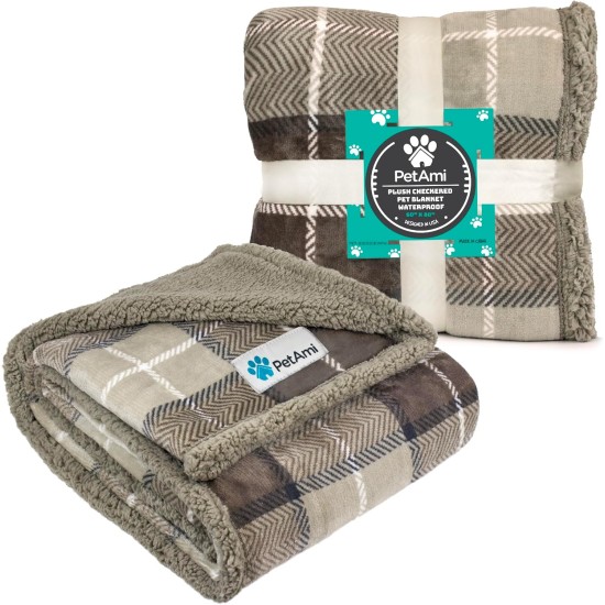 PetAmi Waterproof Dog Blanket for Bed, XL Dog Pet Blanket Couch Cover Protection, Sherpa Fleece Leak-Proof Duvet for Crate Kennel Sofa Furniture Protector, Reversible Soft Plush 80 x 60 cm, Grey PetAmi Waterproof Dog Blanket for Bed, XL Dog Pet Blanket Couch Cover Protection, Sherpa Fleece Leak-Proof Duvet for Crate Kennel Sofa Furniture Protector, Reversible Soft Plush 80 x 60 cm, Grey