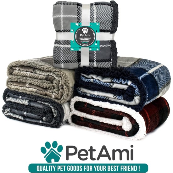 PetAmi Waterproof Dog Blanket for Bed, XL Dog Pet Blanket Couch Cover Protection, Sherpa Fleece Leak-Proof Duvet for Crate Kennel Sofa Furniture Protector, Reversible Soft Plush 80 x 60 cm, Grey PetAmi Waterproof Dog Blanket for Bed, XL Dog Pet Blanket Couch Cover Protection, Sherpa Fleece Leak-Proof Duvet for Crate Kennel Sofa Furniture Protector, Reversible Soft Plush 80 x 60 cm, Grey