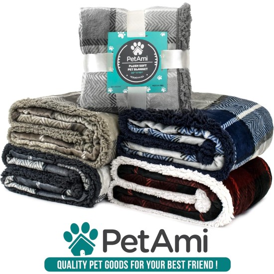 PetAmi Waterproof Dog Blanket for Bed, XL Dog Pet Blanket Couch Cover Protection, Sherpa Fleece Leak-Proof Duvet for Crate Kennel Sofa Furniture Protector, Reversible Soft Plush 80 x 60 cm, Grey PetAmi Waterproof Dog Blanket for Bed, XL Dog Pet Blanket Couch Cover Protection, Sherpa Fleece Leak-Proof Duvet for Crate Kennel Sofa Furniture Protector, Reversible Soft Plush 80 x 60 cm, Grey