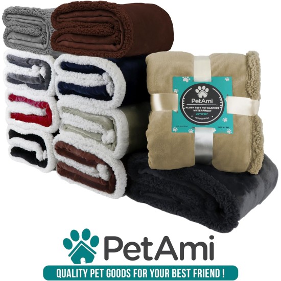 PetAmi Waterproof Dog Blanket for Bed, XL Dog Pet Blanket Couch Cover Protection, Sherpa Fleece Leak-Proof Duvet for Crate Kennel Sofa Furniture Protector, Reversible Soft Plush 80 x 60 cm, Grey PetAmi Waterproof Dog Blanket for Bed, XL Dog Pet Blanket Couch Cover Protection, Sherpa Fleece Leak-Proof Duvet for Crate Kennel Sofa Furniture Protector, Reversible Soft Plush 80 x 60 cm, Grey