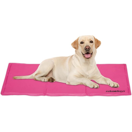 Relaxdays Dog Cooling Mat, 20 x 35 cm, Self-Cooling Dog Mat with Gel, Wipe-Clean Cooling Mat for Pets, Pink Relaxdays Dog Cooling Mat, 20 x 35 cm, Self-Cooling Dog Mat with Gel, Wipe-Clean Cooling Mat for Pets, Pink