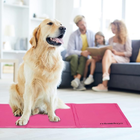 Relaxdays Dog Cooling Mat, 20 x 35 cm, Self-Cooling Dog Mat with Gel, Wipe-Clean Cooling Mat for Pets, Pink Relaxdays Dog Cooling Mat, 20 x 35 cm, Self-Cooling Dog Mat with Gel, Wipe-Clean Cooling Mat for Pets, Pink